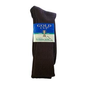 NEW Vtg Burlington Gold Cup Socks Green Seam Crew Brown Sz 6-12 1/2